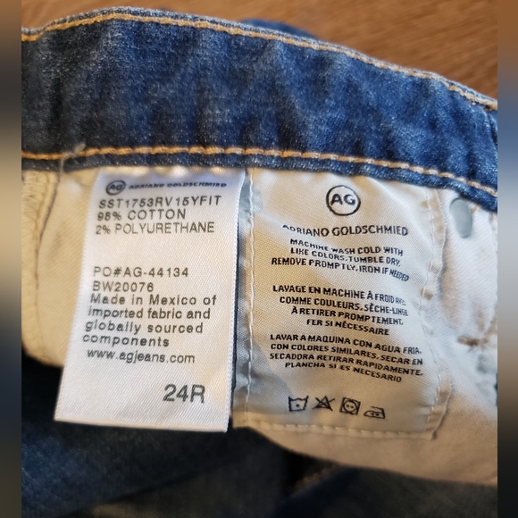 AG the Isabelle high waist cuff crop straight leg jeans in 15y finite size 24 - Picture 14 of 16